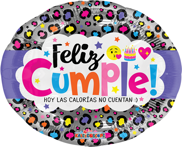 Globo Feliz Cumple Hoy Las Calorías No Cuentan - Feliz Cumpleaños Animal Print (600x600), Png Download