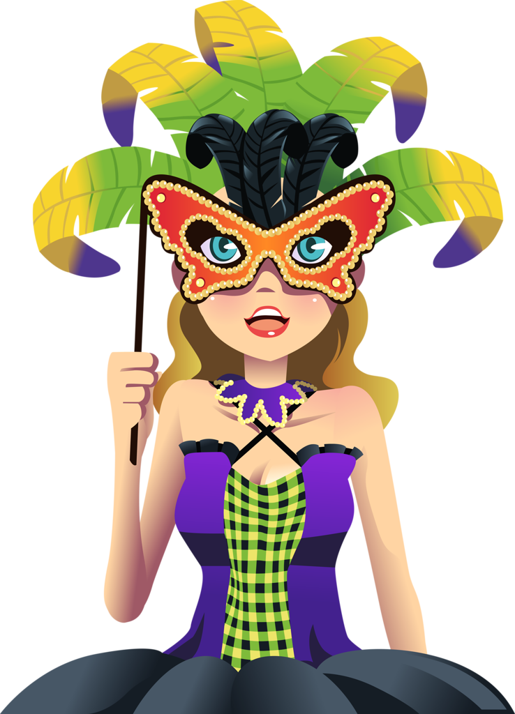 Mardi Gras Clipart Face Painting - Cartoon Baile De Mascara (738x1024), Png Download