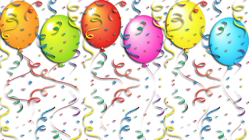 Feliz Cumpleaños El Super Tolulo - Globos Y Serpentinas Animadas (800x451), Png Download