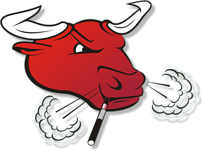 Angry Red-color Bull Head Logo Tattoo Design (414x309), Png Download
