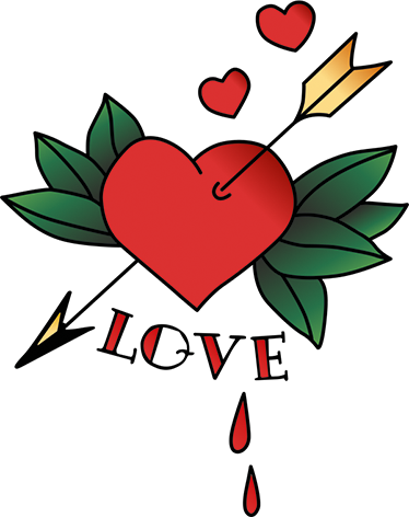 Vinilo A Todo Color Tatuaje Love - Tatuajes De Colores Png (374x472), Png Download