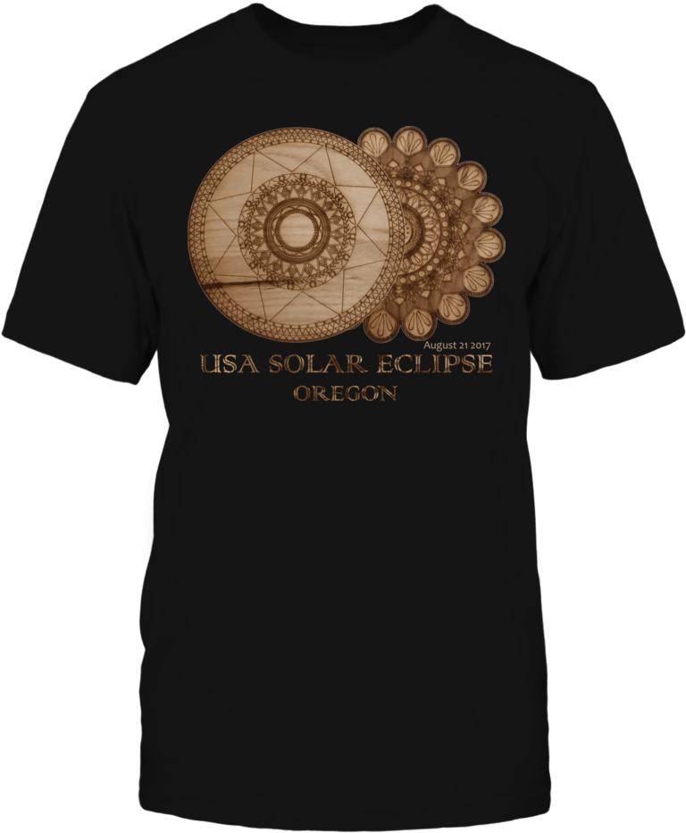 Oregon Usa Solar Eclipse Wood Grain Etched T Shirt - Usa Solar Eclipse August 21 2017 Timber Etch Design (1000x1000), Png Download