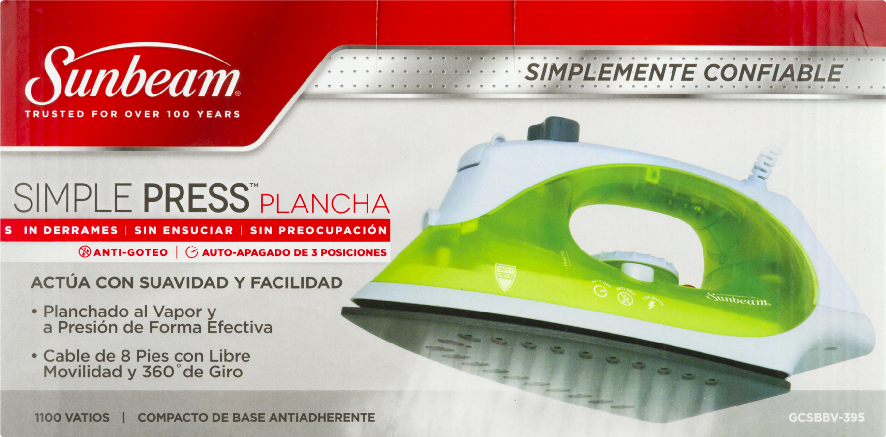 Sunbeam Gcsbbv-395 Classic Auto Off Iron (1800x1800), Png Download