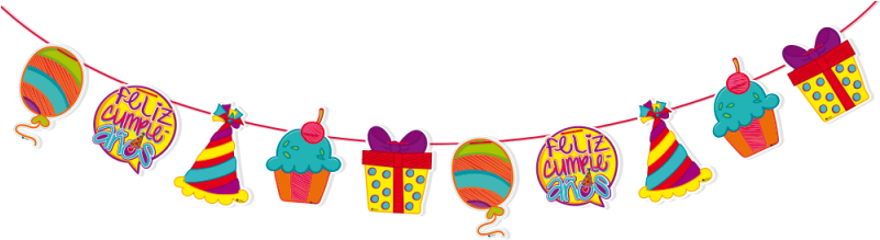 Banderin Para Fiesta De Cumpleanos - Feliz Cumpleaños Banderines Png (800x800), Png Download