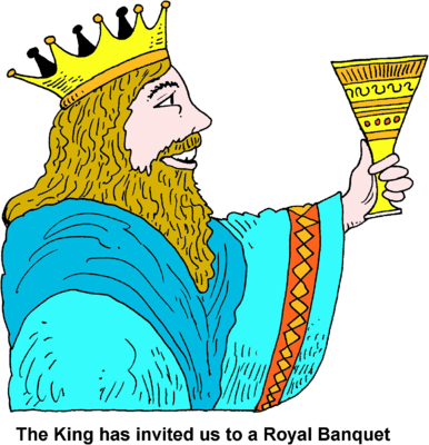 Png Library Image King Holding Up A Goblet In - Royal Banquet Clipart (386x400), Png Download