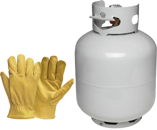 Propane Tank And Gloves To Make A Repair On A Torch - Coleman 425 Propane Conversion (500x416), Png Download