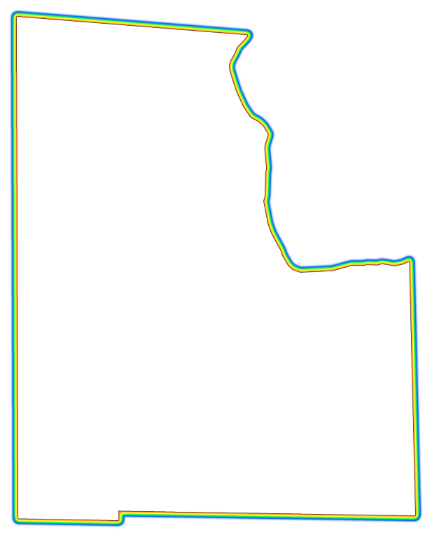 A Rainbow Outline Around A Map Of Baker (617x768), Png Download