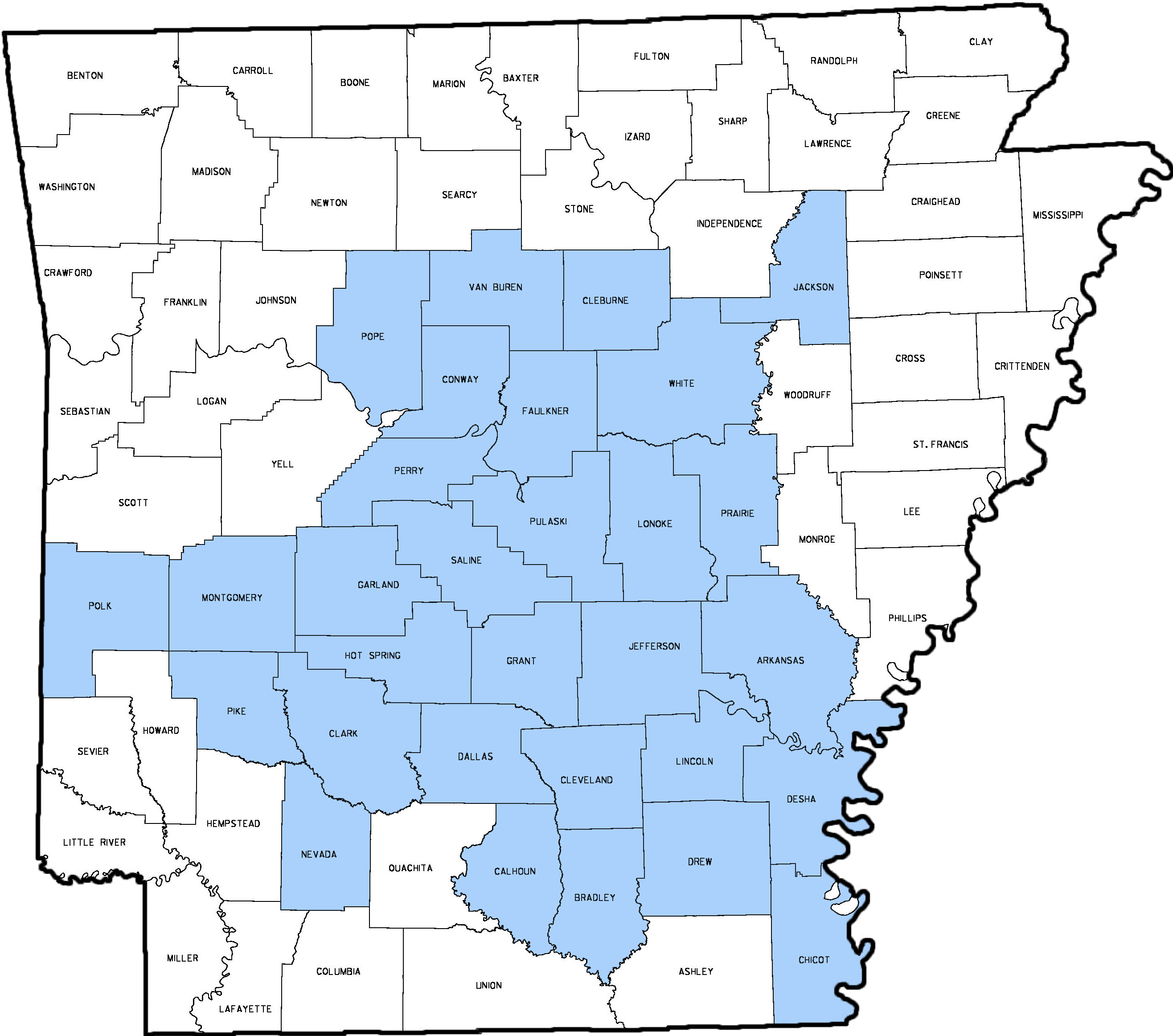 Eligible Counties - Arkansas - Карта Штата Арканзас Сша (2632x2325), Png Download