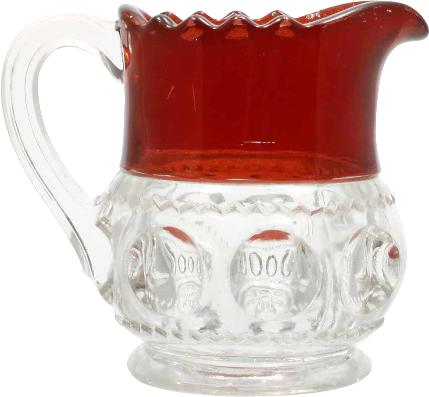 Adams Kings Crown Creamer Ruby Stained Antique Pressed - Pressed Glass (852x852), Png Download