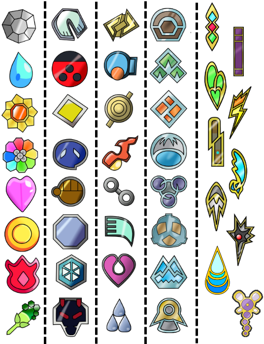 Can You Name The Pokémon Gym Badges Pictured Below - Pokemon Badges (536x697), Png Download