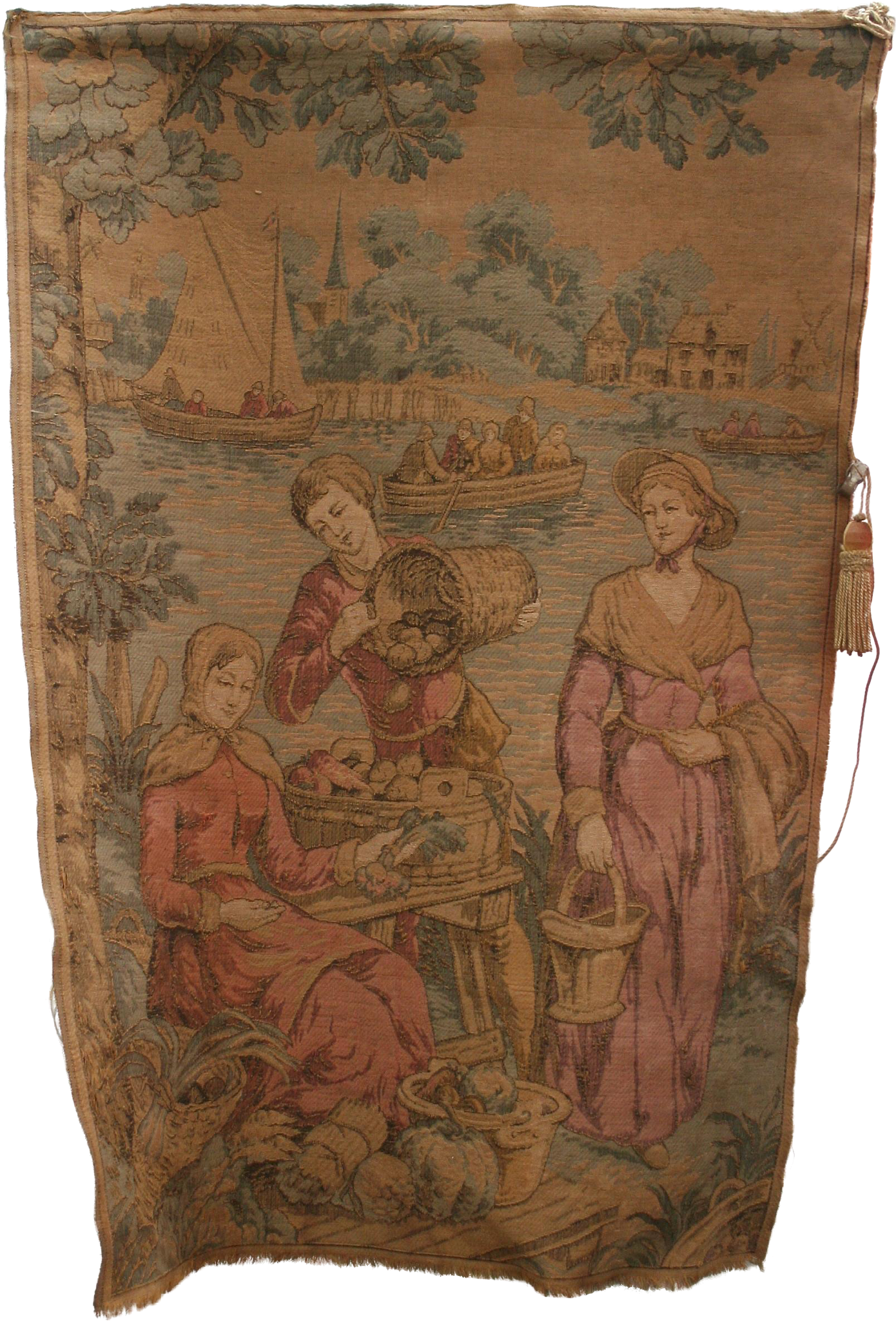 Antique French Tapestry Harvest Scene Wall Hanging - Antique (2048x2048), Png Download