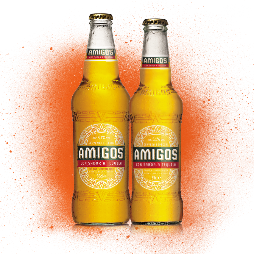 A Golden, Easy Drinking Beer With A Punch Of Tequila - Amigos Tequila Flavoured Beer 500ml (853x853), Png Download