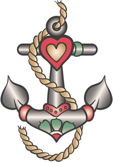 Vinilo Decorativo Tatuaje De Ancla - Anchor With Hearts Png (374x537), Png Download
