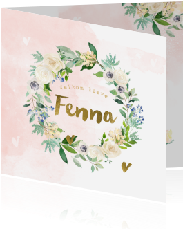 Lente Geboortekaartje Voor Meisje Met Watercolor En - Verily With Hardship Comes Ease (455x350), Png Download