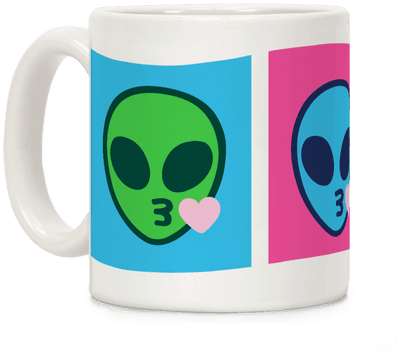 Blowing Kiss Alien Emojis Coffee Mug - Mug (484x484), Png Download