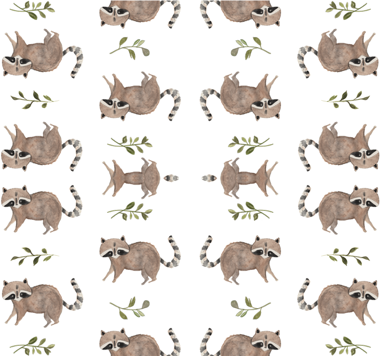 Watercolor Raccoon & Vines Grey Background By Pacemadedesigns (800x730), Png Download