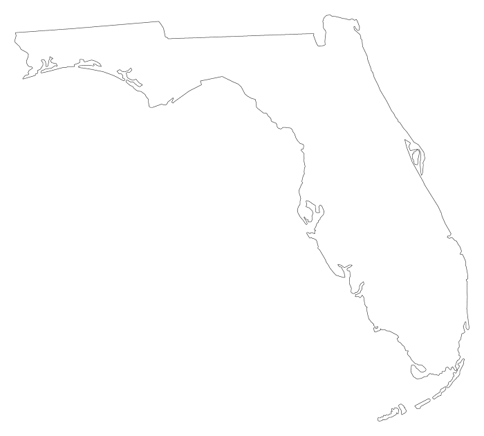 A Plain Frame Map Of Florida - Florida Map Black (700x630), Png Download