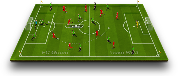 The Soccer Set Kicker Icons, Field And Elements - Soccer Field Png 3d (615x262), Png Download