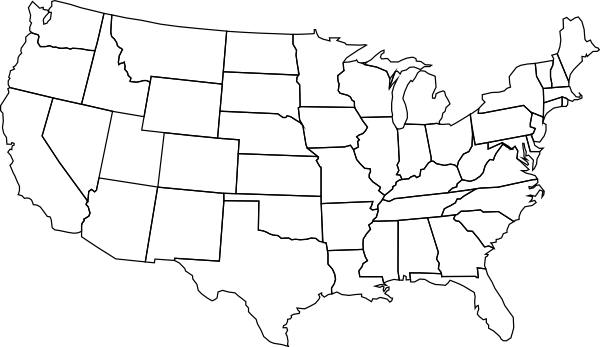 Picture Freeuse Download Blank State Large Of The - Blank Map Of Us Png (600x347), Png Download