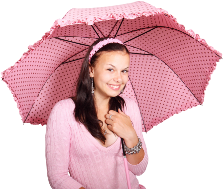 Beautiful Young Girl With Umbrella Png Image - Umbrella (500x403), Png Download