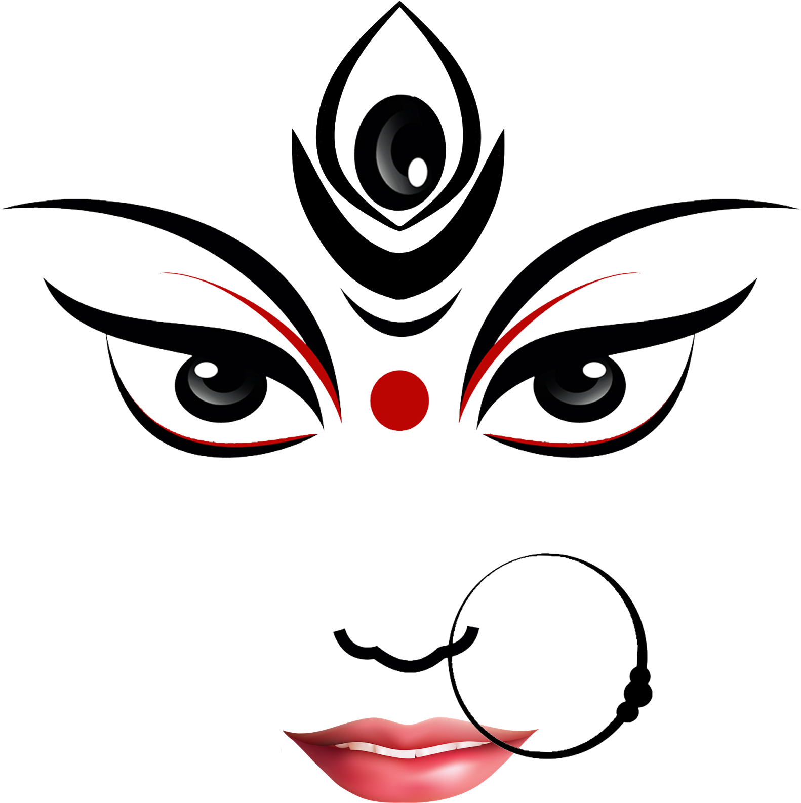 Bengali Maa Logo - Durga Maa Face Drawing (1583x1600), Png Download