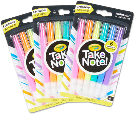 Crayola Take Note Back To School - Crayola Take Note! Erasable Highlighters (470x400), Png Download