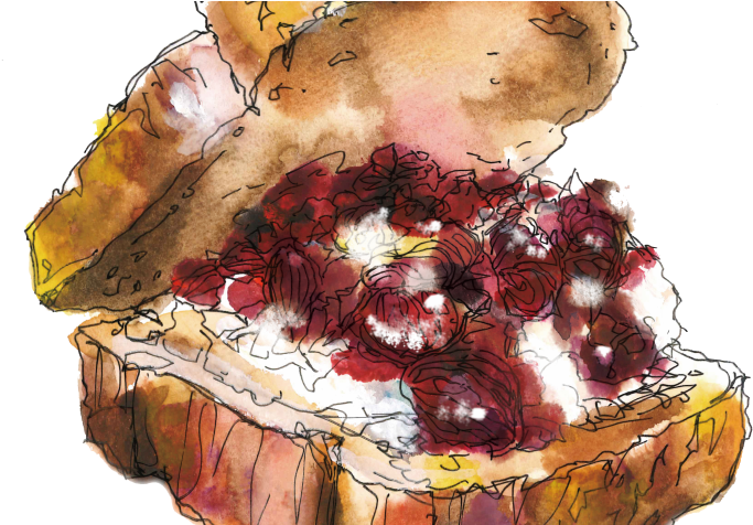 Strawberry Banana Fico&dates Sand2 Turkeyavocado Sand2 - Watercolor Paint (710x475), Png Download