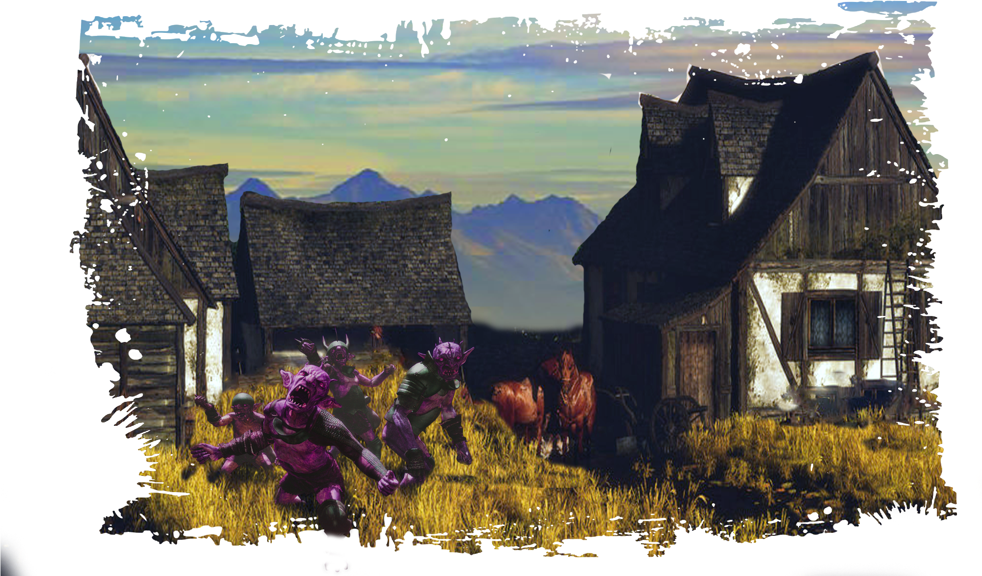 Spider Farm - Mountain Village (2000x1230), Png Download