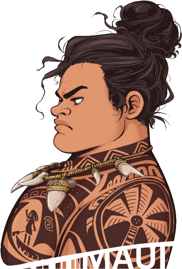 Serious Hair Bun [moana] By Skydrathik - Maui Moana Fanart (800x998), Png Download