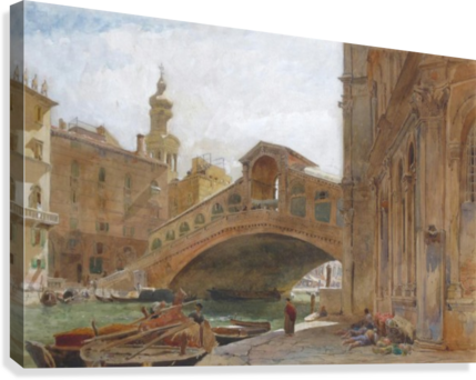Landscape Near A Bridge Canvas Print - Venice (429x342), Png Download