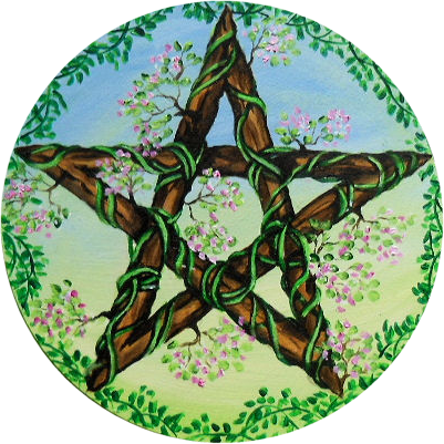 Wiccan Pentagram - Plant Vines Pentagram Cabochon Tibetan Silver Glass (401x401), Png Download