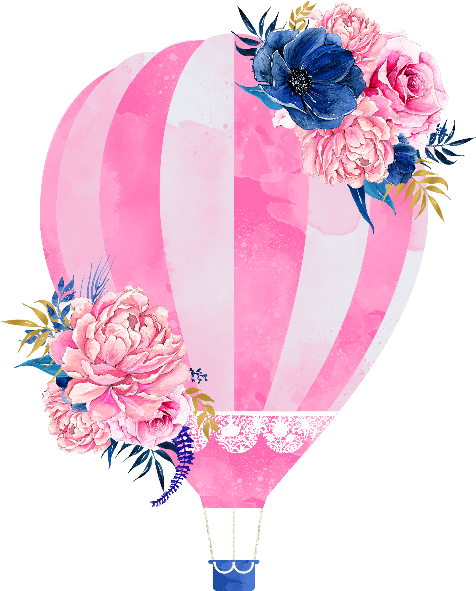 Wedding Invitation Hot Air Balloon Clip Art - Watercolor Hot Air Balloon Png (2400x2400), Png Download