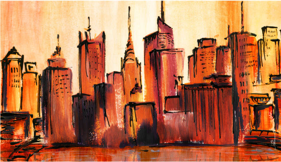 New York City Painting Lovely Manhattan New York City - New York Abstract Painting (894x894), Png Download