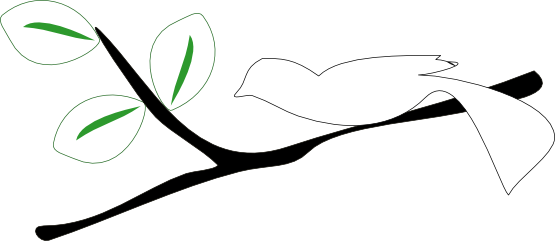 Blue Bird On A Tree Branch Black White Line Art 555px - Branch (555x241), Png Download