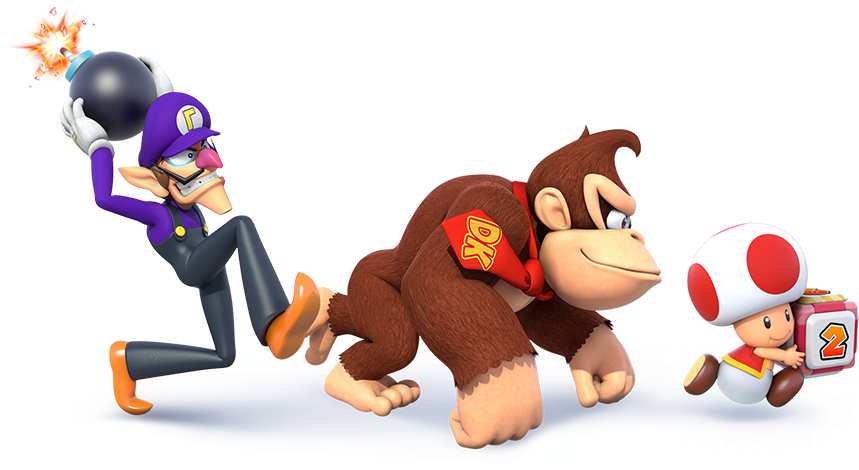Waluigi Character Art - Super Mario Party Waluigi (644x351), Png Download