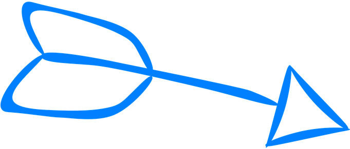 Arrow, Feather, Blue, Handdrawn, Doodle - Blue Doodle Arrow Png (680x340), Png Download
