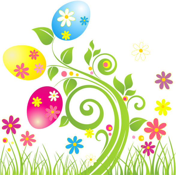 Clip Art Easter Egg Decoration With Flowers Png Transparent - Easter Egg Flowers Clipart (586x600), Png Download