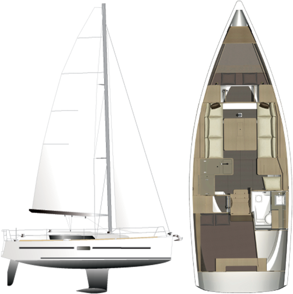 Dufour 350 Sailplan - Floor Plan (1200x1089), Png Download