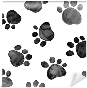 Watercolor Illustration With Animal Footprints Wall - Watercolor Animal Foot Prints (400x400), Png Download