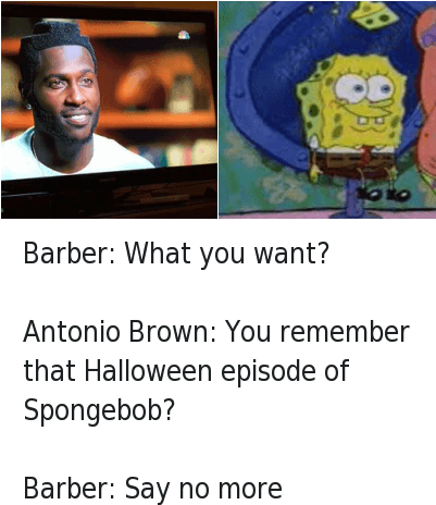 Antonio Brown - Antonio Brown Haircut Meme (400x477), Png Download