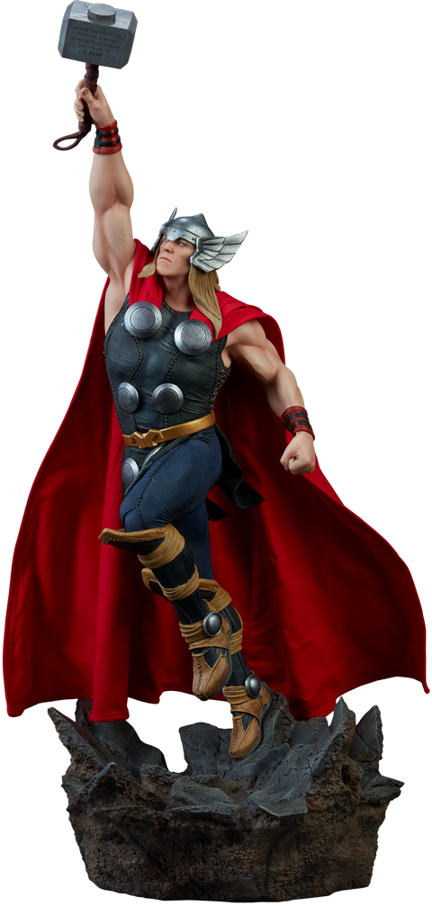 5" Marvel Statue Thor - Thor Sideshow 1 5 (480x1007), Png Download