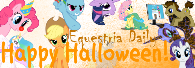 Eqd Halloween Banner - Happy Halloween My Little Pony (630x221), Png Download