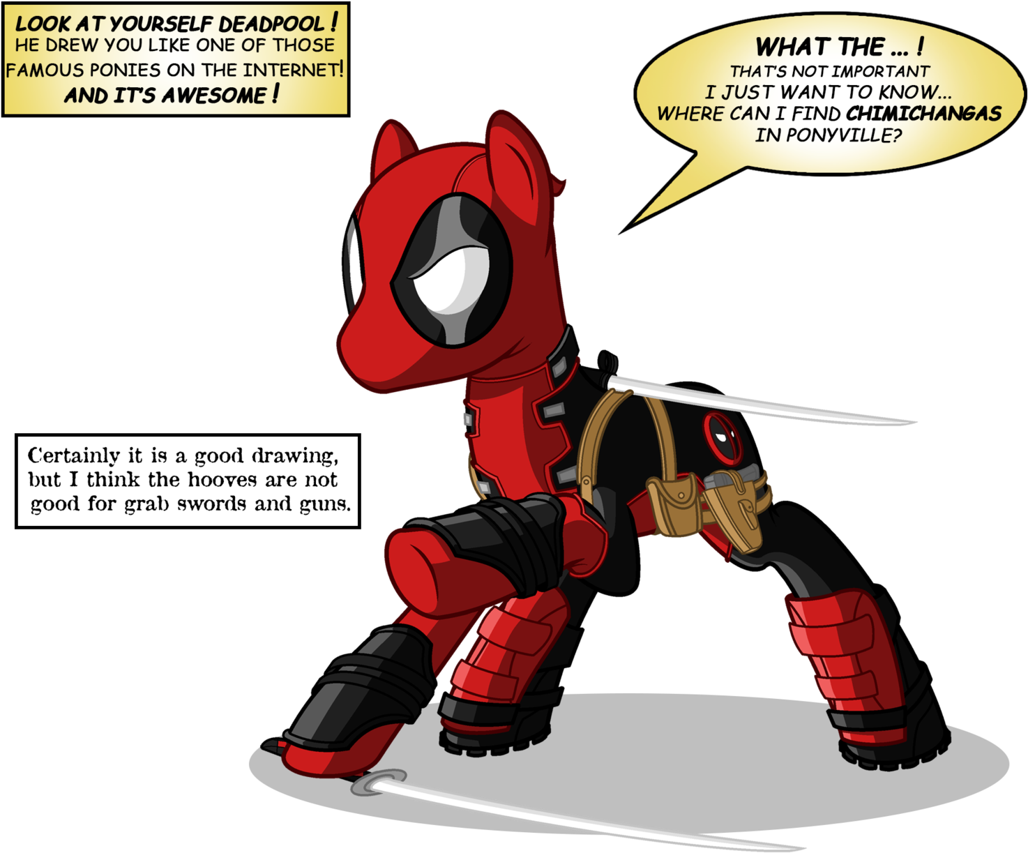 Pin By Toni In Wonderland On Deadpool - Deadpool As A Pony (1600x1280), Png Download