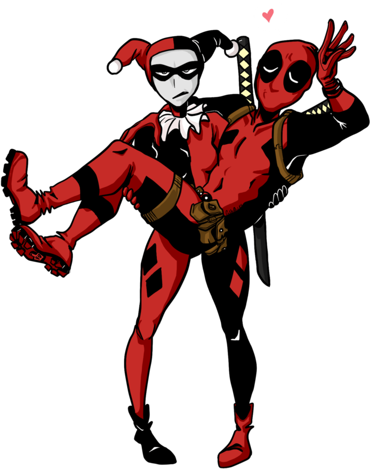 Deadpool And Original Harley Quinn (763x1048), Png Download