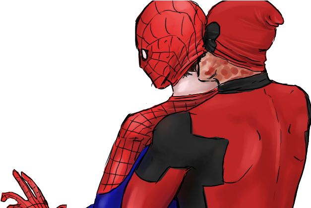 Clip Art Royalty Free Library Deadpool Clipart Kisses - Deadpool Spiderman Kiss (635x419), Png Download