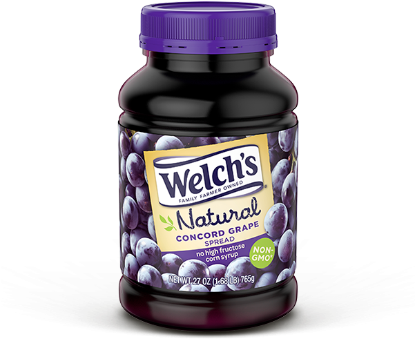 Thumbnail - Welch's Natural Spread, Concord Grape - 27 Oz Jar (600x600), Png Download
