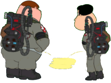 Peter And Quagmire Cross Streams - Cartoon (445x335), Png Download