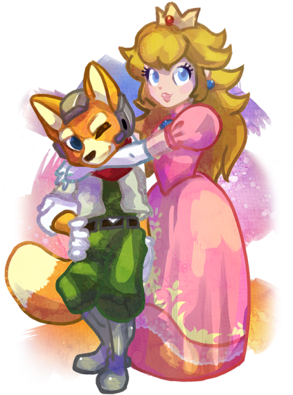 Cutie Fox And Peach For Heart By Celebi-yoshi Check - Video Game (500x616), Png Download