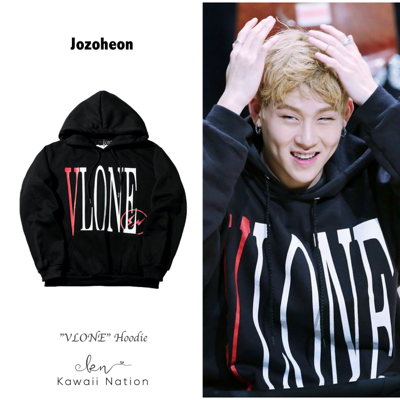 "vlone" Hoodie - Kpop Monsta X Hoodie Print Letter Cotton Cap Sweatershirt (800x800), Png Download