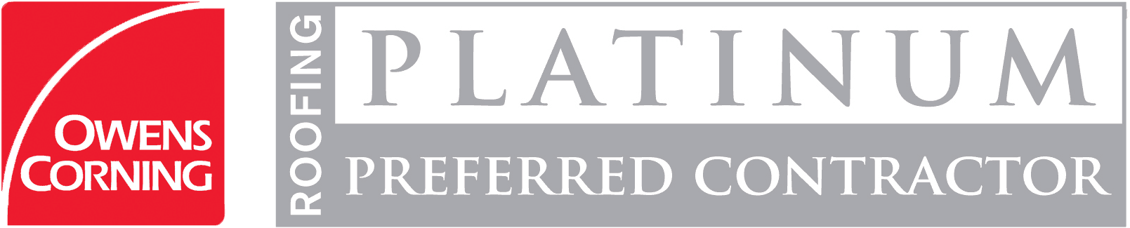 Owens Corning Platinum Logo - Owens Corning Platinum Preferred Contractor (1632x376), Png Download